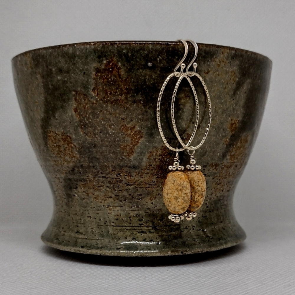 Sterling Silver/ Picture Jasper Earrings
